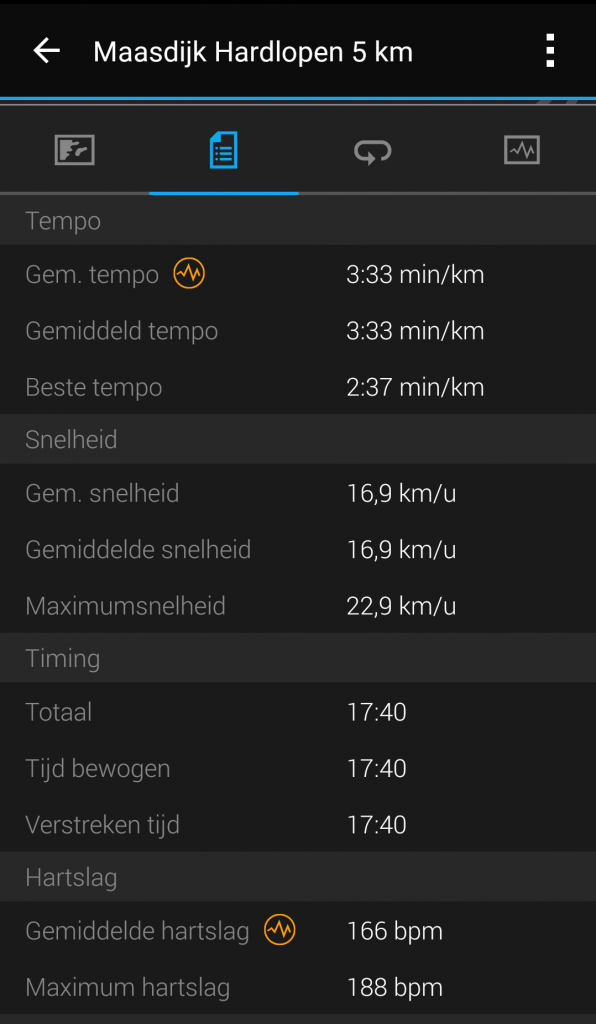 Garmin Connect hardloopstatistieken